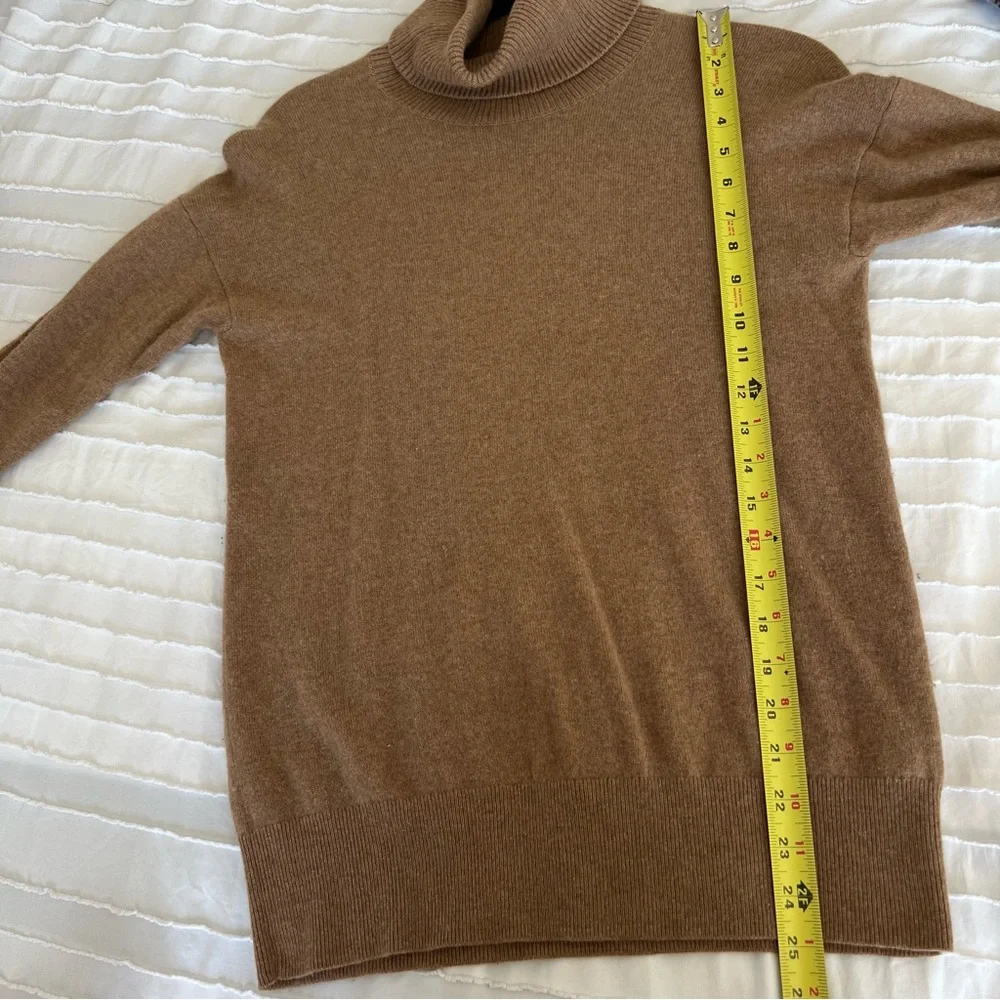 EVERLANE 100% Cashmere Brown Relaxed Fold Over Turtleneck Sweater Size XS